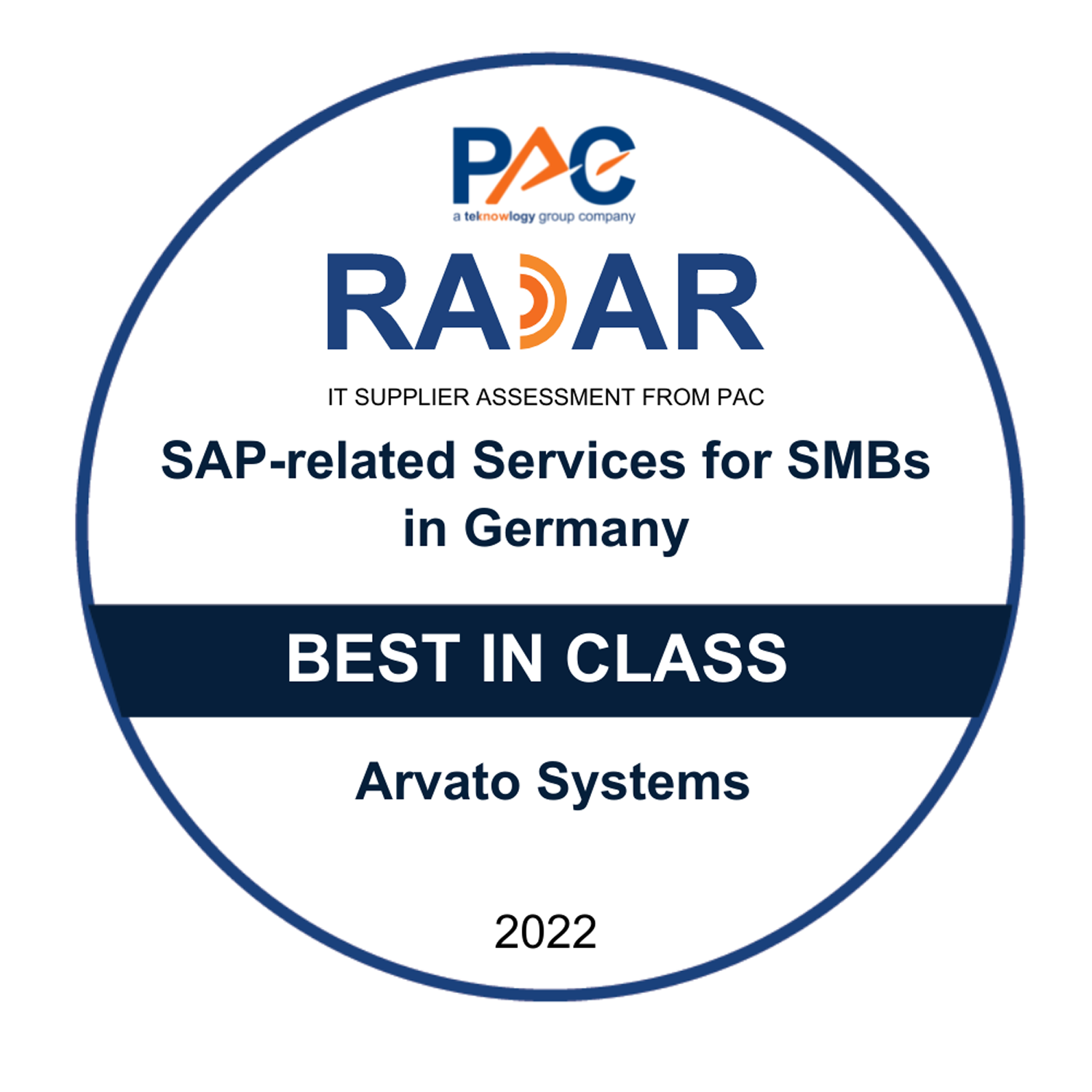 Arvato Systems_Badge_SAP_SAP-related Services for SMBs_PAC RADAR_Full Color Version (1)
