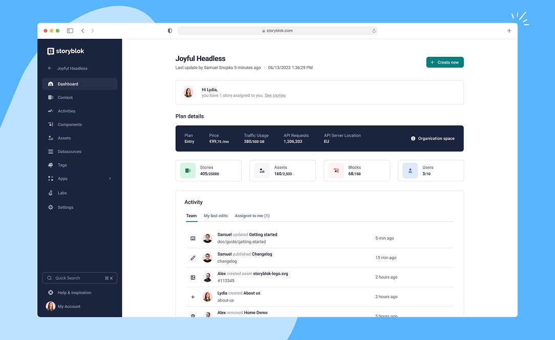 Storyblok Dashboard Storyblok Dashboard