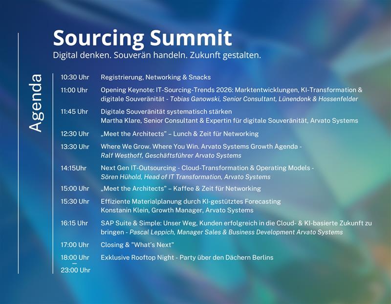 Agenda Sourcing Summit Arvato Systems